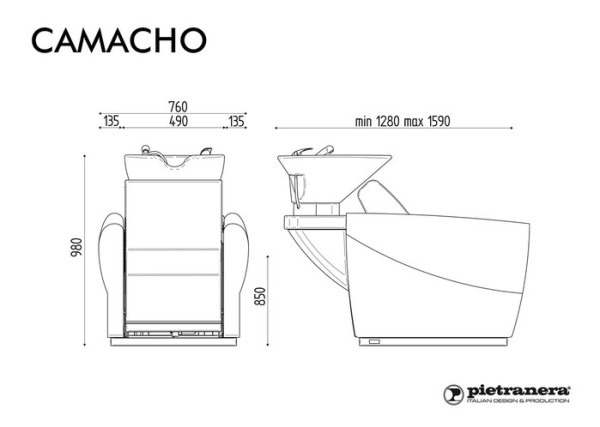 Мойка парикмахерская CAMACHO - JET MASSAGE купить по привлекательной цене 634786 ₽ - вид 5 миниатюра